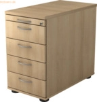 mcbuero.de Standcontainer 80cm 4 Schub Schloss Bogengriff Eiche