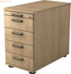 mcbuero.de Standcontainer 80cm 4 Schub Schloss Streifengriff Eiche