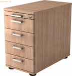 mcbuero.de Standcontainer 80cm 4 Schub Schloss Chromgriff Nussbaum