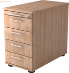 mcbuero.de Standcontainer 80cm 4 Schub Schloss Relinggriff Nussbaum