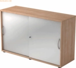 mcbuero.de Schiebet&uuml;rschrank Derie 9 2 OH BxTxH 120x40x74,8cm Griff BM