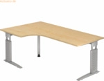 mcbuero.de Winkeltisch C-Fu&szlig; 200x120cm 90 Grad Ahorn/Silber