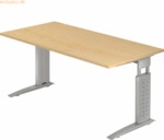 mcbuero.de Schreibtisch C-Fu&szlig; 160x80cm Ahorn/Silber
