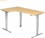 mcbuero.de Schreibtisch 200x120x62-127cm Ahorn/silber elektrisch h&ouml;hen