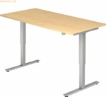 mcbuero.de Sitz-Steh-Schreibtisch elektrisch 160x80cm Ahorn/Silber