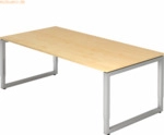 mcbuero.de Schreibtisch O-Fu&szlig; eckig 200x100cm Ahorn/Silber