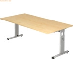 mcbuero.de Schreibtisch C-Fu&szlig; 200x100cm Ahorn/Silber