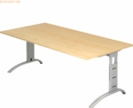 mcbuero.de Schreibtisch 200x100cm h&ouml;henverstellbar bis 85cm Ahorn