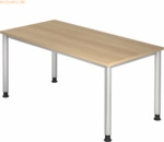 mcbuero.de Schreibtisch 4-Fu&szlig;-rund 160x80cm Eiche/Silber