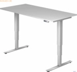 mcbuero.de Schreibtisch 160x80x62-127cm grau/silber elektrisch h&ouml;henve