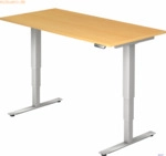 mcbuero.de Schreibtisch 160x80x62-127cm Buche/silber elektrisch h&ouml;henv