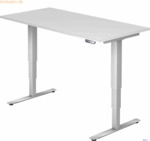 mcbuero.de Schreibtisch 160x80x62-127cm wei&szlig;/silber elektrisch h&ouml;henve