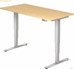 mcbuero.de Schreibtisch 160x80x62-127cm Ahorn/silber elektrisch h&ouml;henv