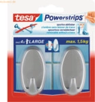 6 x Tesa Powerstrips Haken Large oval chrom matt VE=2 St&uuml;ck