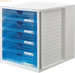 Han Schubladenbox Systembox A4 5 F&auml;cher geschlossen lichtgrau/transluz