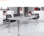 mcbuero.de Konferenztisch Chromfu&szlig; 220x78/103cm grau