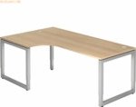 mcbuero.de Schreibtisch O-Fu&szlig; eckig 200x120cm 90 Grad Eiche/Silber