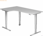 mcbuero.de Schreibtisch 200x120x62-127cm grau/silber elektrisch h&ouml;henv