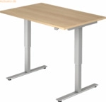 mcbuero.de Sitz-Steh-Schreibtisch elektrisch 120x80cm Eiche/Silber