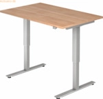 mcbuero.de Sitz-Steh-Schreibtisch elektrisch 120x80cm Nussbaum/Silber