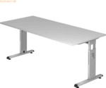 mcbuero.de Schreibtisch C-Fu&szlig; 180x80cm Grau/Silber