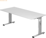 mcbuero.de Schreibtisch C-Fu&szlig; 180x80cm Wei&szlig;/Silber