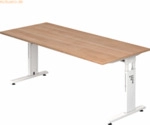 mcbuero.de Schreibtisch C-Fu&szlig; 180x80cm Nussbaum/Wei&szlig;