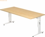 mcbuero.de Schreibtisch C-Fu&szlig; 180x80cm Ahorn/Wei&szlig;