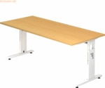 mcbuero.de Schreibtisch C-Fu&szlig; 180x80cm Buche/Wei&szlig;