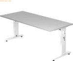 mcbuero.de Schreibtisch C-Fu&szlig; 180x80cm Grau/Wei&szlig;
