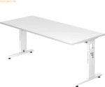 mcbuero.de Schreibtisch C-Fu&szlig; 180x80cm Wei&szlig;/Wei&szlig;