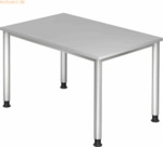 mcbuero.de Schreibtisch 4-Fu&szlig;-rund 120x80cm Grau/Silber