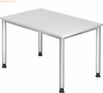 mcbuero.de Schreibtisch 4-Fu&szlig;-rund 120x80cm Wei&szlig;/Silber