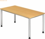 mcbuero.de Schreibtisch 4-Fu&szlig;-rund 160x80cm Buche/Silber