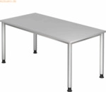 mcbuero.de Schreibtisch 4-Fu&szlig;-rund 160x80cm Grau/Silber