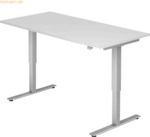 mcbuero.de Sitz-Steh-Schreibtisch elektrisch 160x80cm Wei&szlig;/Silber