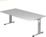 mcbuero.de Schreibtisch C-Fu&szlig; 200x100cm Grau/Silber