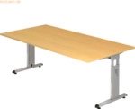 mcbuero.de Schreibtisch C-Fu&szlig; 200x100cm Buche/Silber