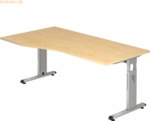 mcbuero.de Schreibtisch C-Fu&szlig; 180x100/80cm Ahorn/Silber