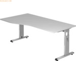 mcbuero.de Schreibtisch C-Fu&szlig; 180x100/80cm Grau/Silber