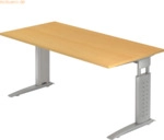 mcbuero.de Schreibtisch C-Fu&szlig; 160x80cm Buche/Silber