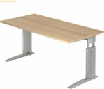 mcbuero.de Schreibtisch C-Fu&szlig; 160x80cm Eiche/Silber