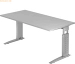 mcbuero.de Schreibtisch C-Fu&szlig; 160x80cm Grau/Silber
