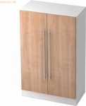 mcbuero.de Schrank Solid 3OH BxTxH 80x42x127cm Griff RE Wei&szlig;/Nussbaum