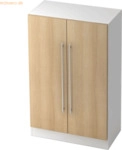 mcbuero.de Schrank Solid 3OH BxTxH 80x42x127cm Griff RE Wei&szlig;/Eiche