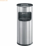 Durable Papierkorb Edelstahl mit Ascher rund 17+2l metallic silber