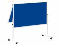 Maul Moderationstafel solid 150x120 cm Filz geteilt mit Rollen blau