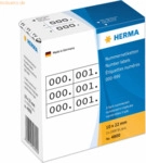 HERMA Nummernetiketten dreifach selbstklebend wei&szlig;/schwarz VE=3x1000 S