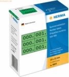 HERMA Nummernetiketten dreifach selbstklebend gr&uuml;n/schwarz VE=3x1000 S
