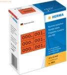 HERMA Nummernetiketten dreifach selbstklebend rot/schwarz VE=3x1000 St